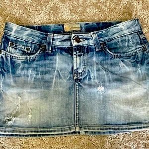Buckle Distressed Denim Mini Skirt Size 28